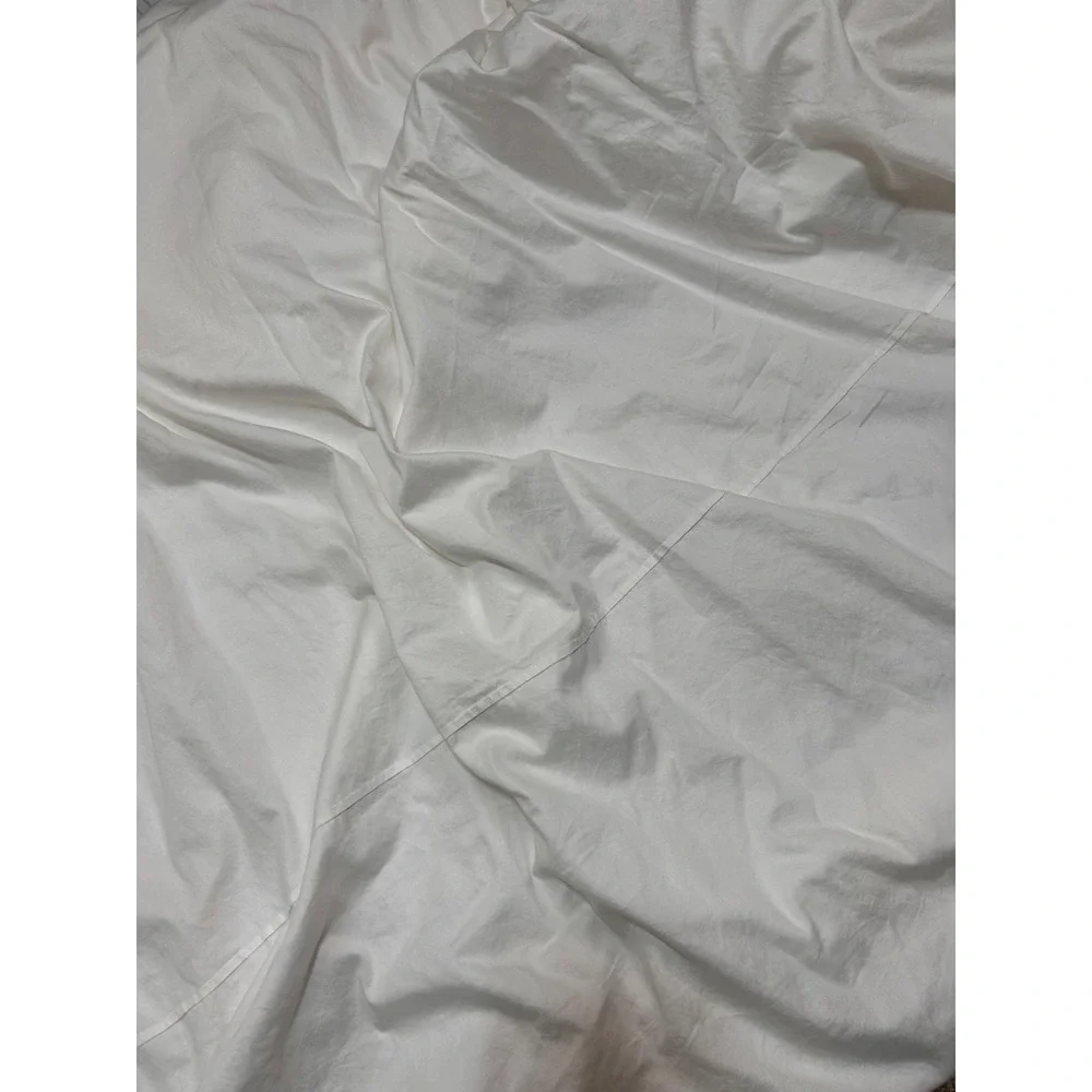 Pottery Barn Essential King Cal King Duvet Cover White Cotton w/ 2 Pleats 1 Flat